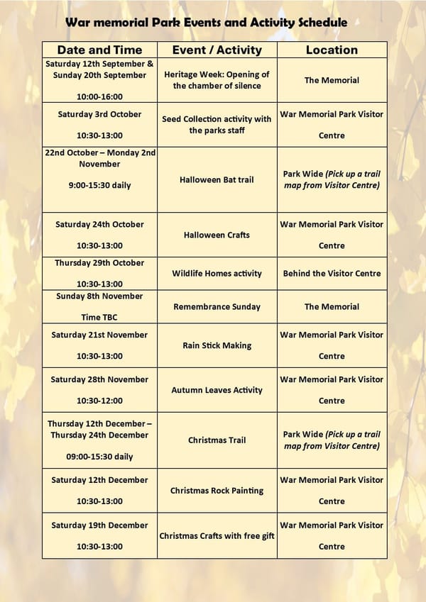 War Memorial Park Events
